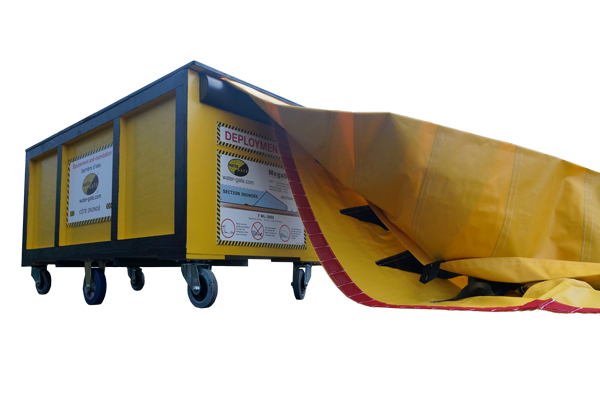 caisson-deploiement-rapide-retention-pollution ritenzione idrica incendiata con rotelle