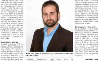 article dans le journal des entreprises sur nicolas klein et le barrage anti inondation water gate